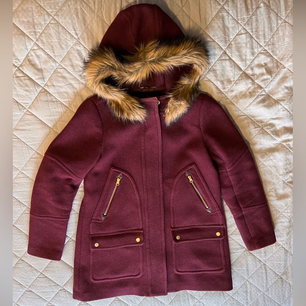 J Crew Chateau Parka in Stadium Cloth Will Maroon 8 J.Crew